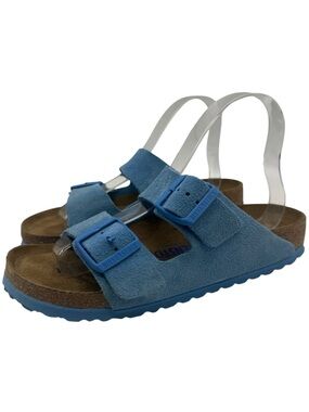 Birkenstock Light Blue Suede Two-Strap Slingback Sandals